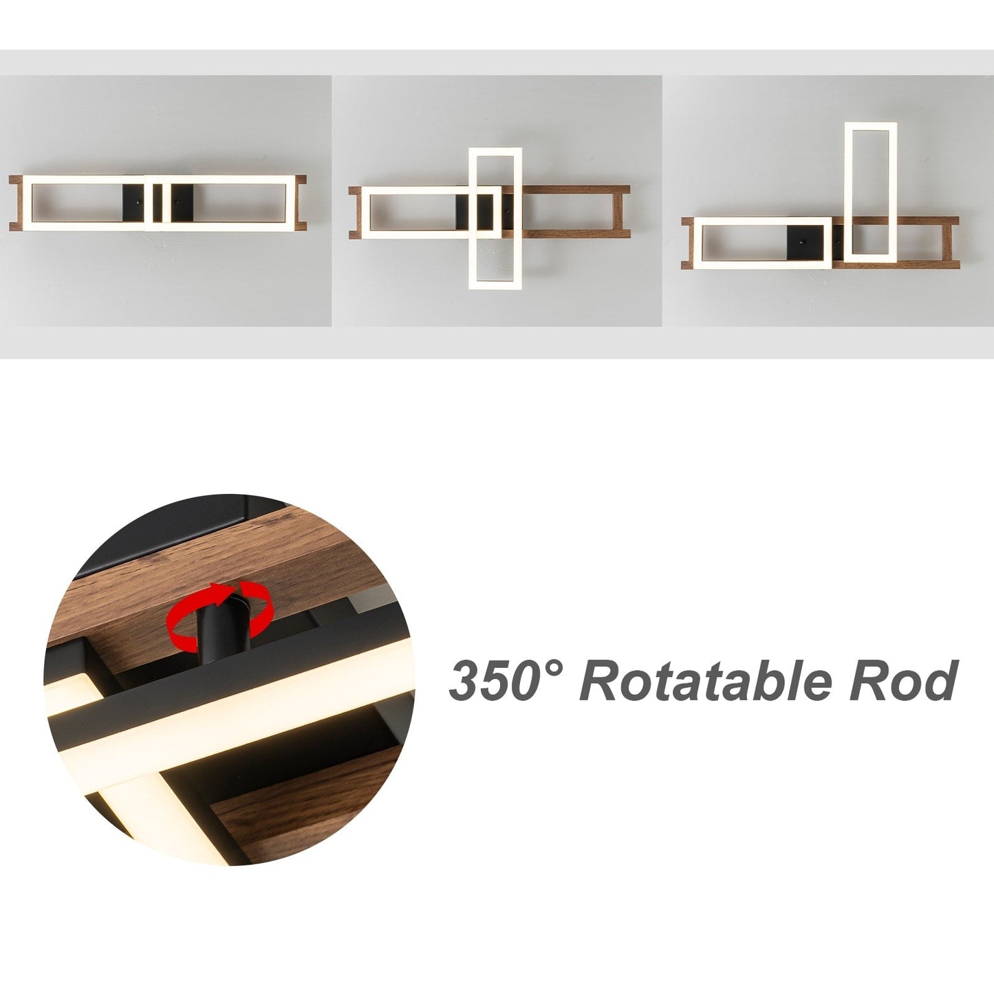 Lampada da soffitto semi-incassata a LED rettangolare in legno integrata per corridoio e ingresso