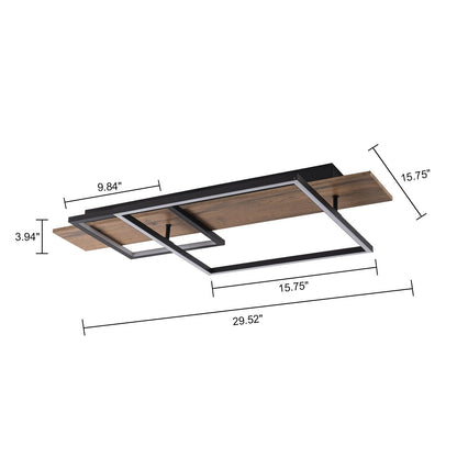 Lampada da soffitto semi-incassata a LED rettangolare in legno integrata per corridoio e ingresso