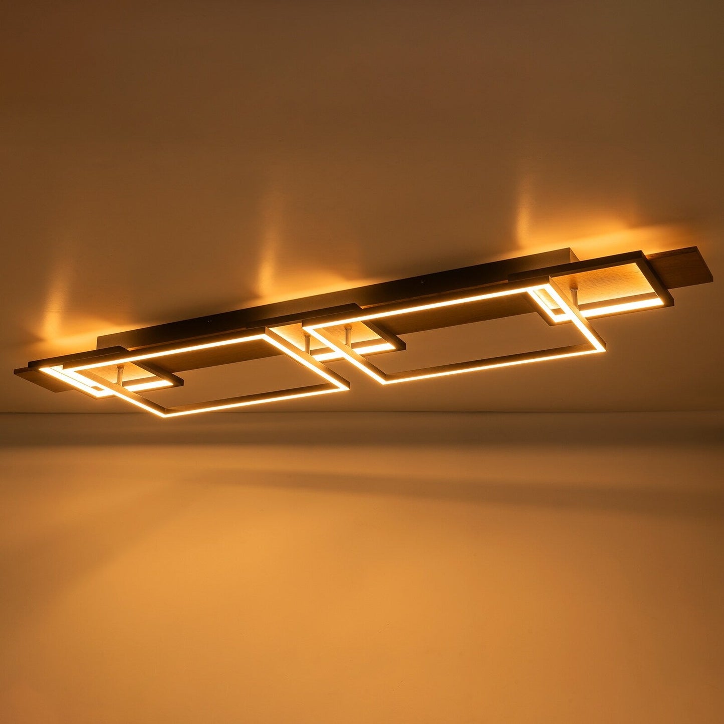 Lampada da soffitto semi-incassata a LED rettangolare in legno integrata per corridoio e ingresso