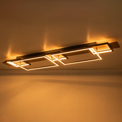 Lampada da soffitto semi-incassata a LED rettangolare in legno integrata per corridoio e ingresso