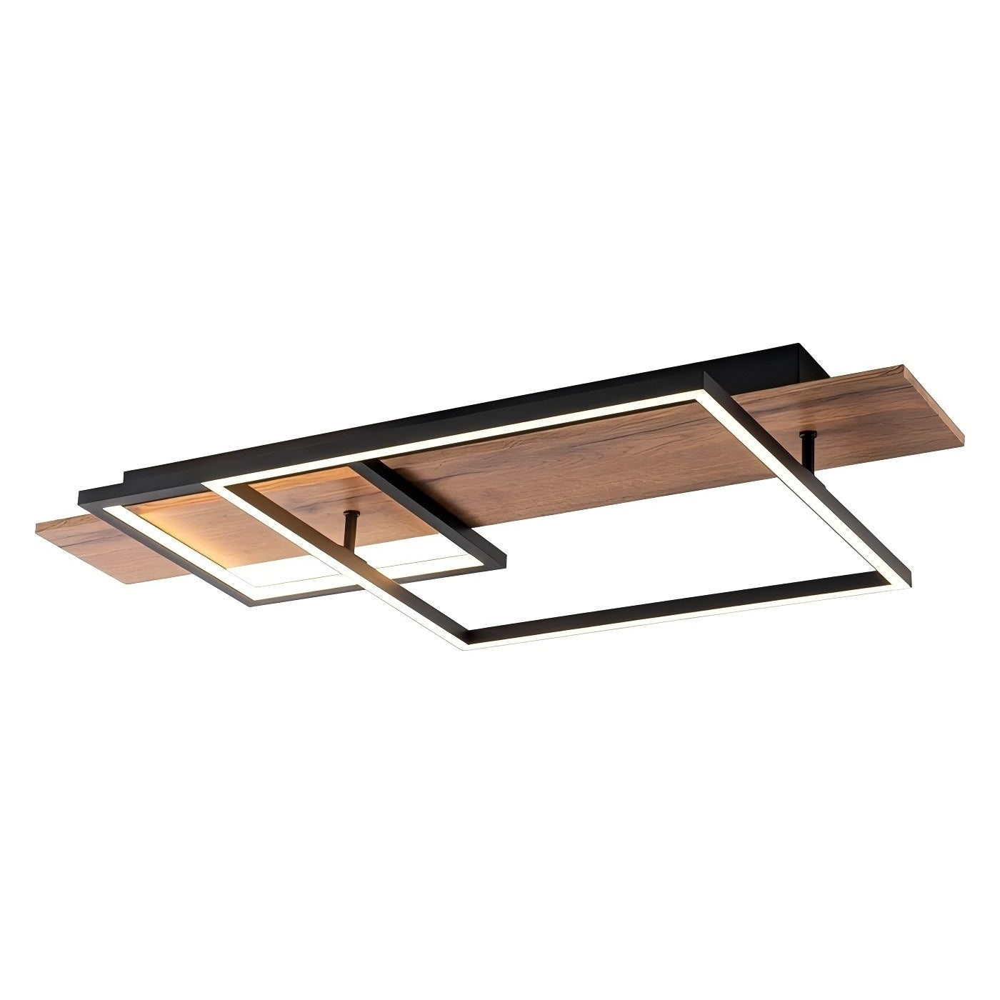 Lampada da soffitto semi-incassata a LED rettangolare in legno integrata per corridoio e ingresso