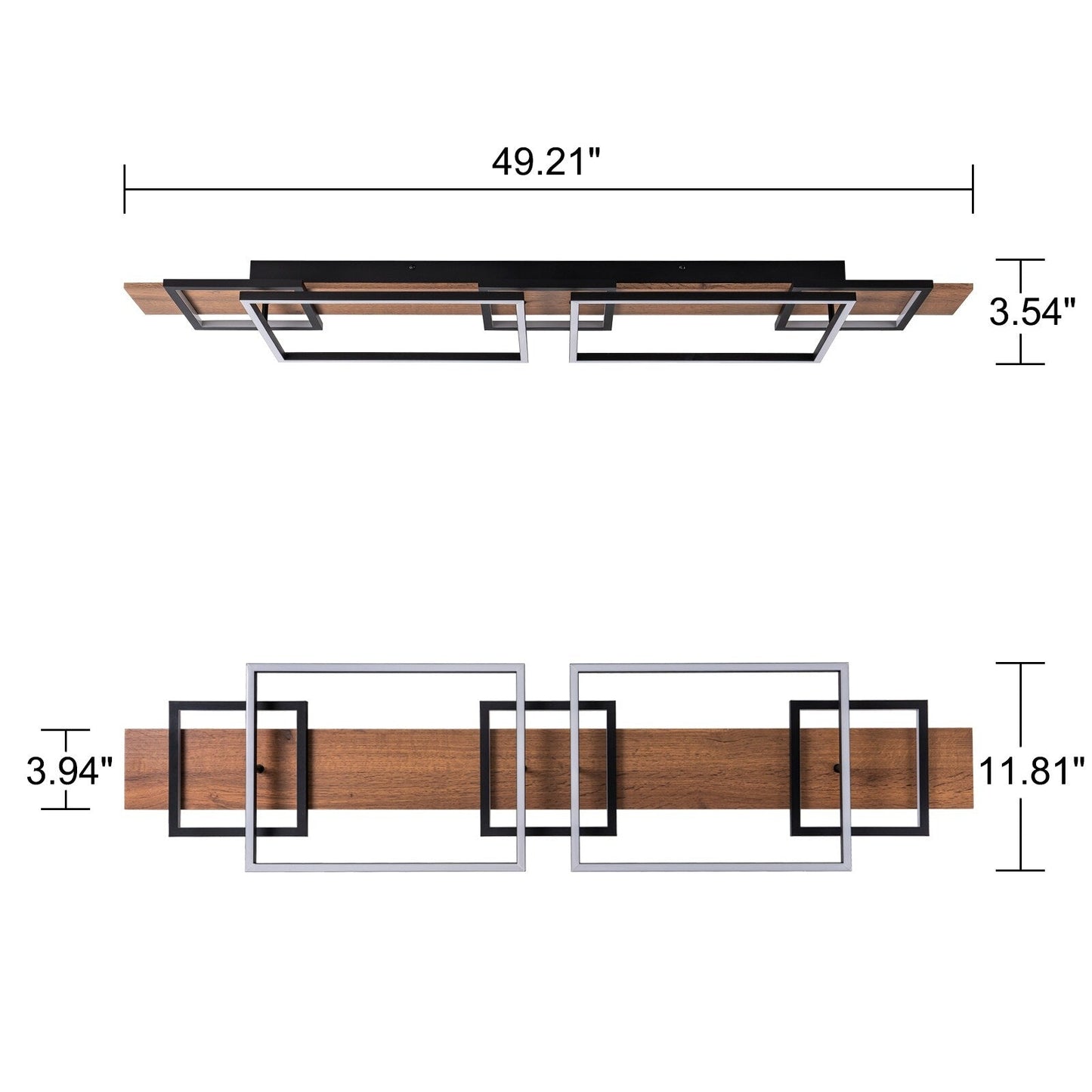 Lampada da soffitto semi-incassata a LED rettangolare in legno integrata per corridoio e ingresso