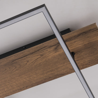 Lampada da soffitto semi-incassata a LED rettangolare in legno integrata per corridoio e ingresso