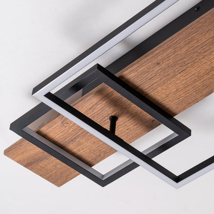 Lampada da soffitto semi-incassata a LED rettangolare in legno integrata per corridoio e ingresso