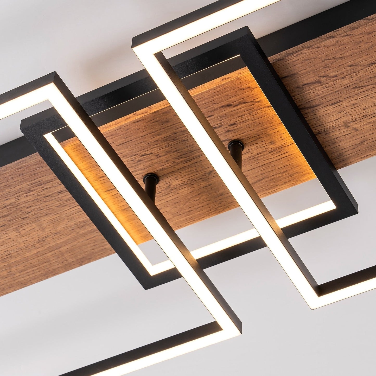 Lampada da soffitto semi-incassata a LED rettangolare in legno integrata per corridoio e ingresso