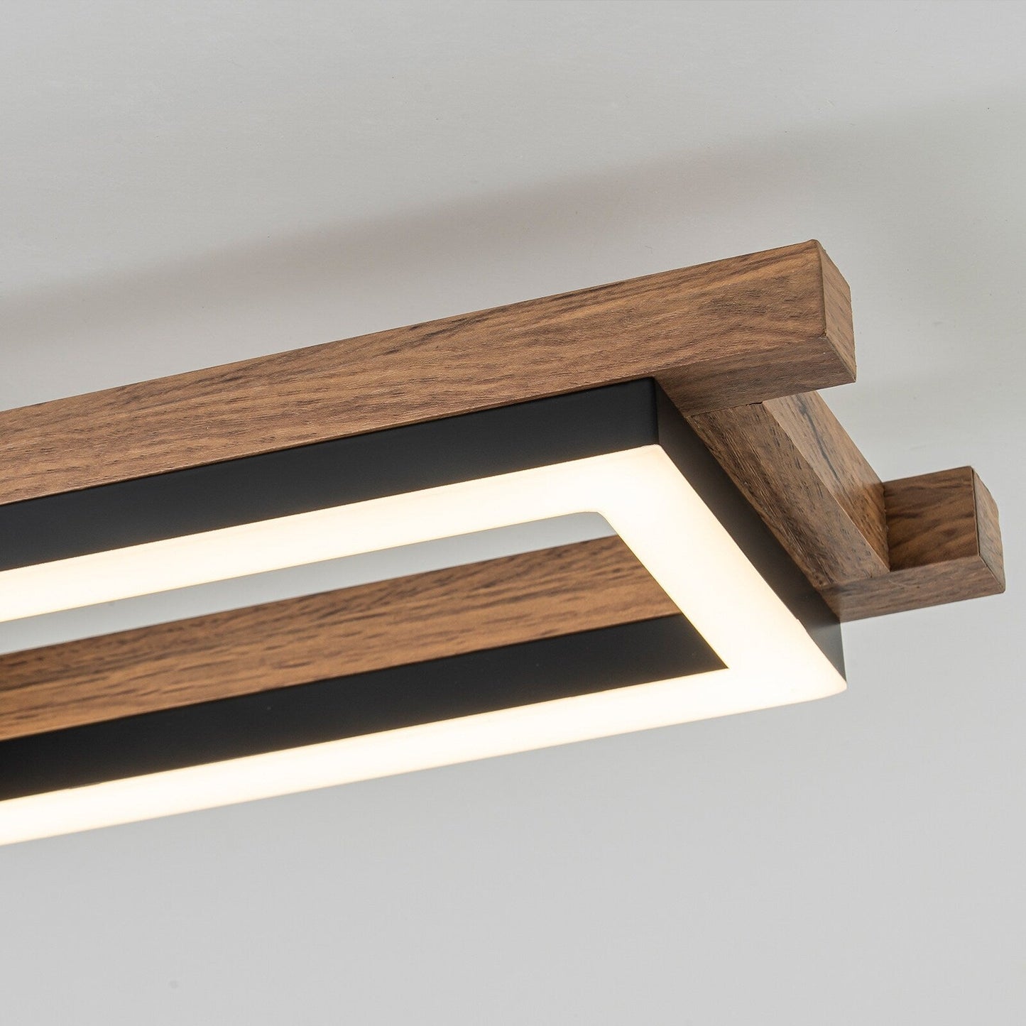 Lampada da soffitto semi-incassata a LED rettangolare in legno integrata per corridoio e ingresso