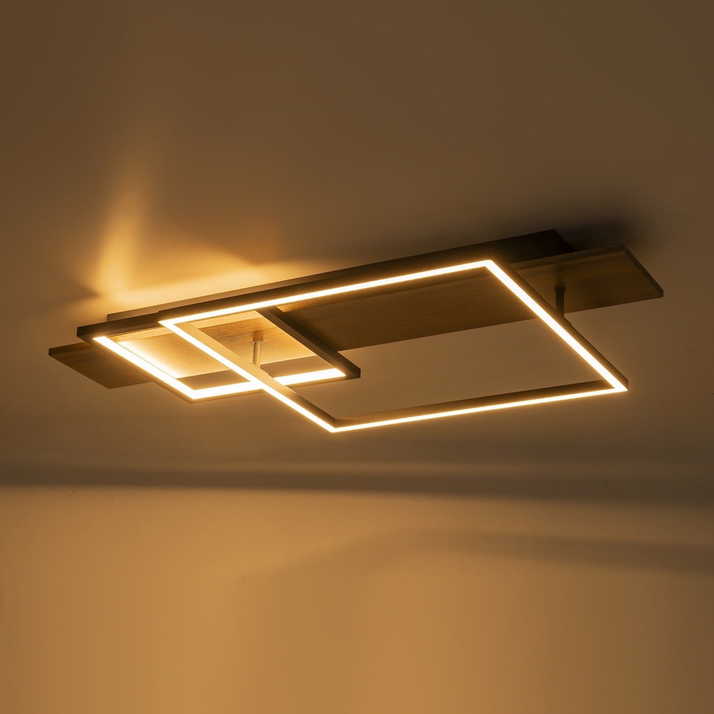 Lampada da soffitto semi-incassata a LED rettangolare in legno integrata per corridoio e ingresso