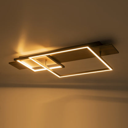 Lampada da soffitto semi-incassata a LED rettangolare in legno integrata per corridoio e ingresso
