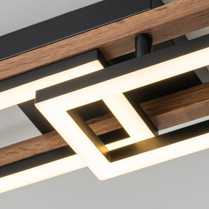 Lampada da soffitto semi-incassata a LED rettangolare in legno integrata per corridoio e ingresso