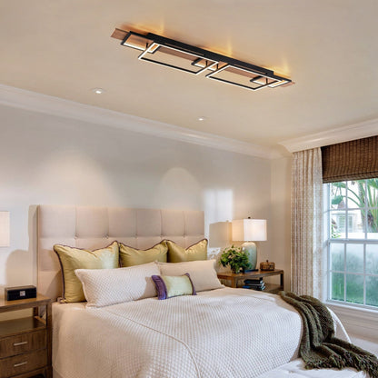 Lampada da soffitto semi-incassata a LED rettangolare in legno integrata per corridoio e ingresso