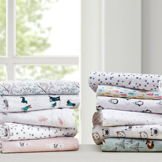 Set di lenzuola stampate in morbida flanella di cotone dal design intelligente