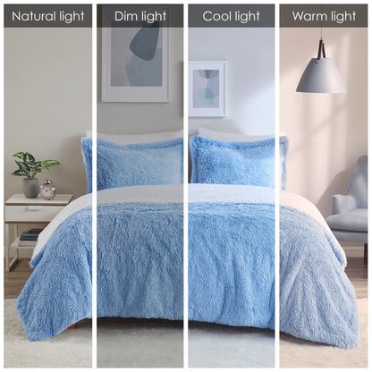 Set copripiumino reversibile in pelliccia pelosa Effie di Intelligent Design