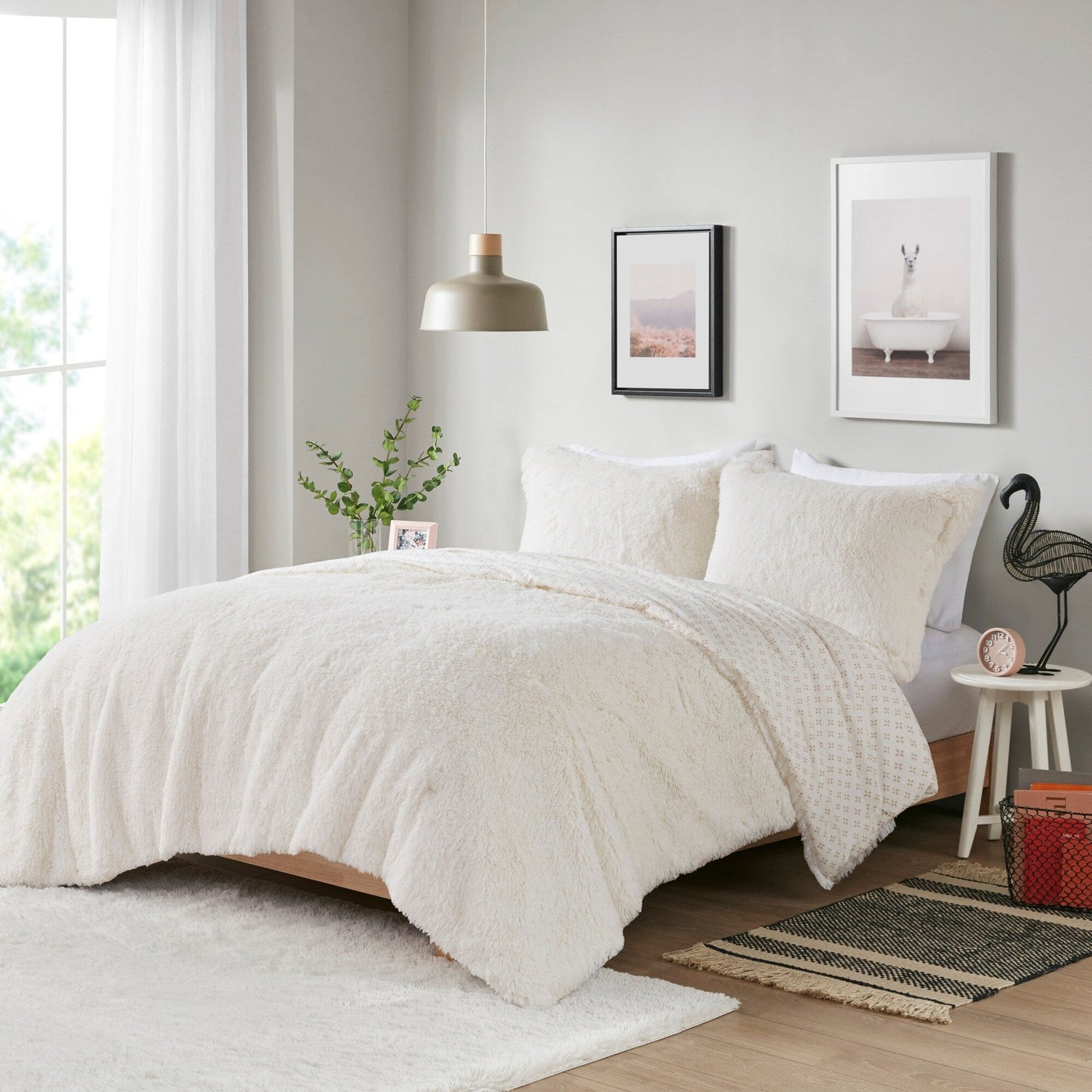 Set copripiumino reversibile in pelliccia pelosa Effie di Intelligent Design