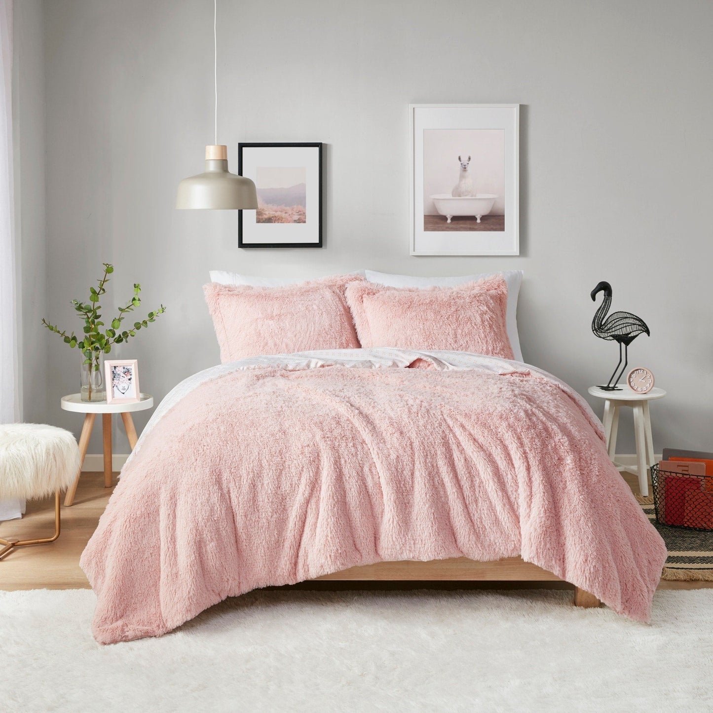 Set copripiumino reversibile in pelliccia pelosa Effie di Intelligent Design