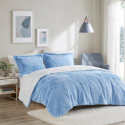 Set copripiumino reversibile in pelliccia pelosa Effie di Intelligent Design