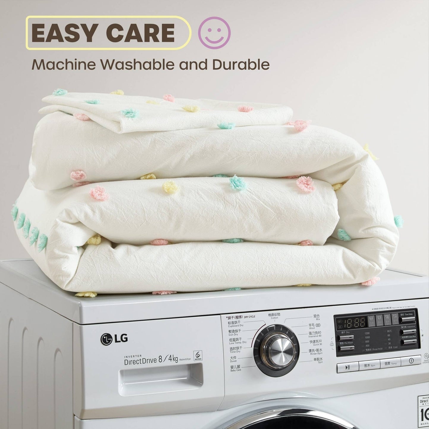 Set trapunta in cotone jacquard con pompon Ensley di Intelligent Design Kids e cuscini