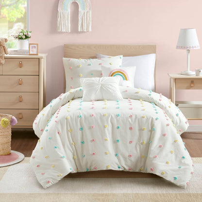 Set trapunta in cotone jacquard con pompon Ensley di Intelligent Design Kids e cuscini