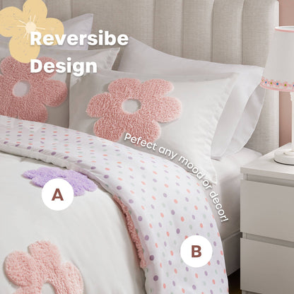 Set copripiumino reversibile in ciniglia trapuntata con motivo floreale Madeline di Intelligent Design Kids