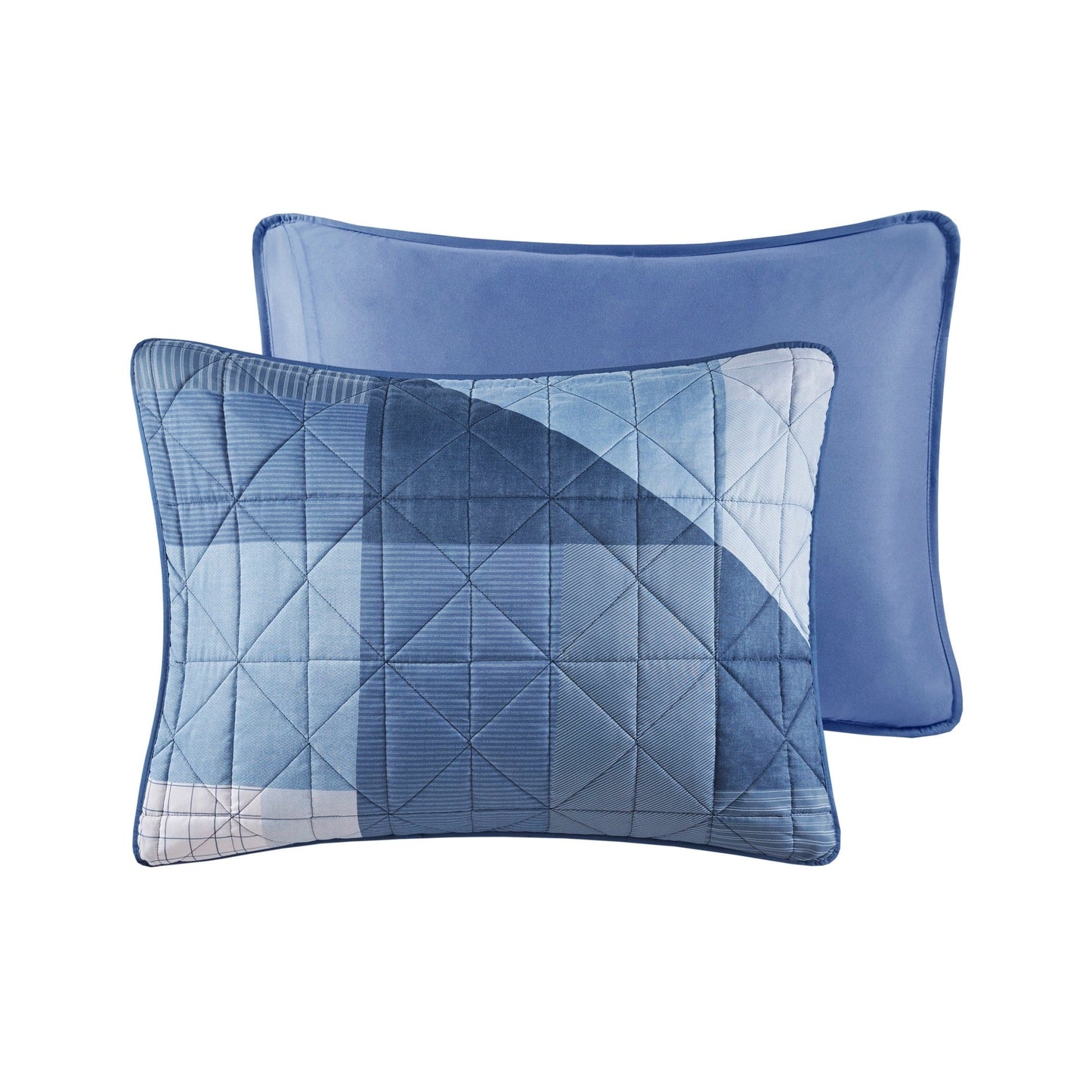 Set trapunta reversibile con stampa patchwork blu Wesley di Intelligent Design