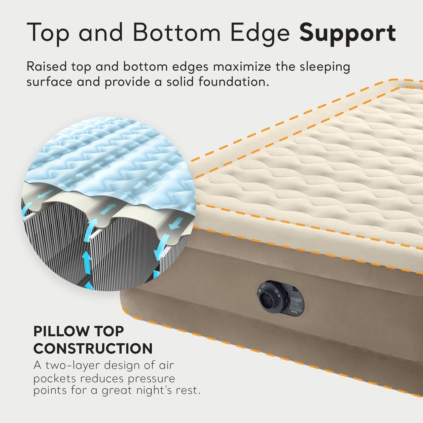 Materasso ad aria Intex 64427ED Dura-Beam Deluxe Ultra Plush con pompa integrata, Queen - Beige