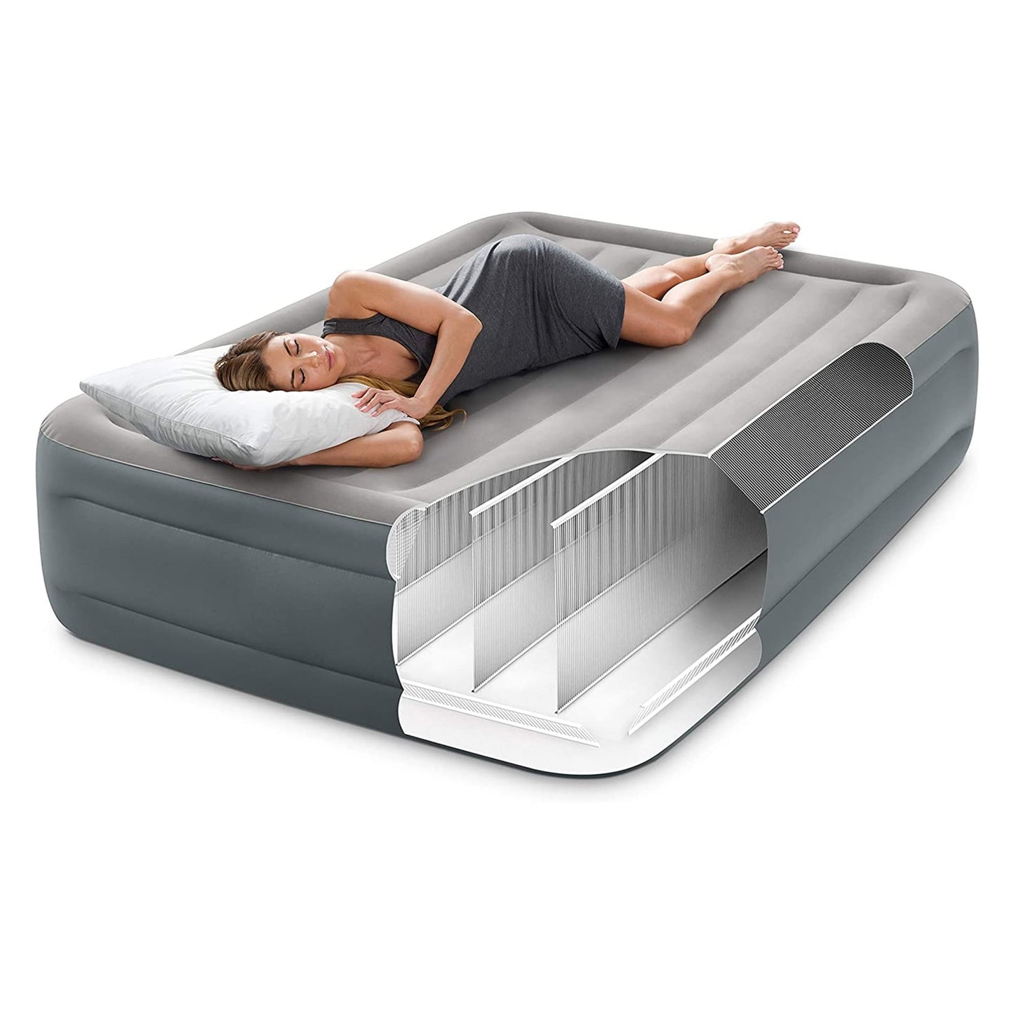 Materasso gonfiabile Intex Dura Beam Essential Rest Queen con pompa integrata