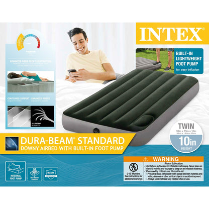 Materasso ad aria Intex Dura-Beam Standard Series Downy con pompa a pedale integrata, misura singola