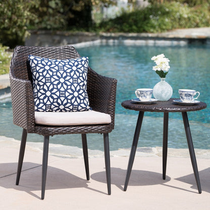 Set da esterno Iona, 3 pezzi, in vimini rotondo con cuscini, di Christopher Knight Home