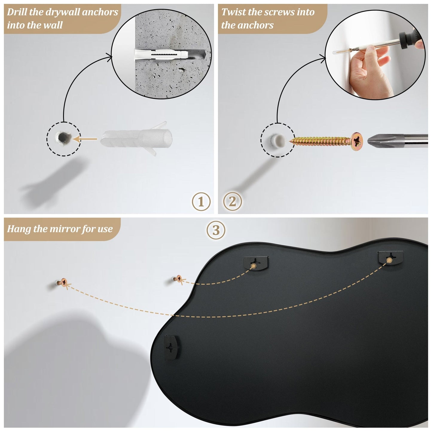 Specchio da parete irregolare Specchio da parete decorativo asimmetrico