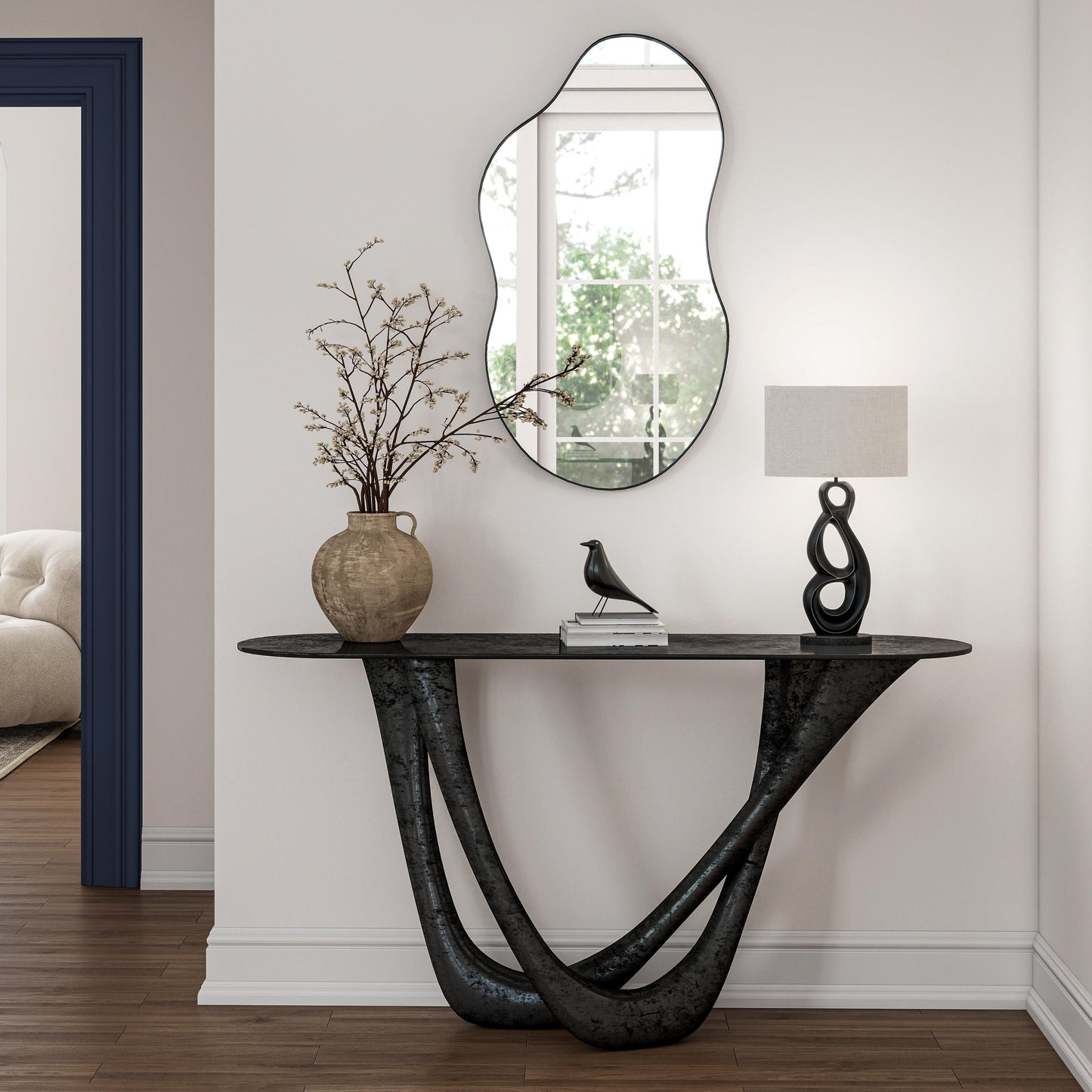 Specchio da parete antico ondulato irregolare - 35,8×21,7