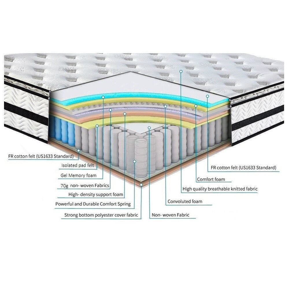 Materasso matrimoniale Isaac Sleep da 12 pollici con cuscino imbottito ibrido medio