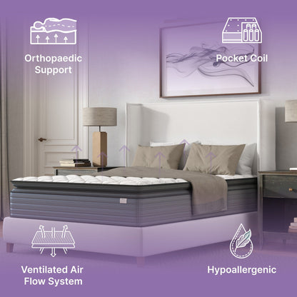 Materasso Isabella Twin Hybrid Pillow Top da 14 pollici, certificato CertiPUR-US