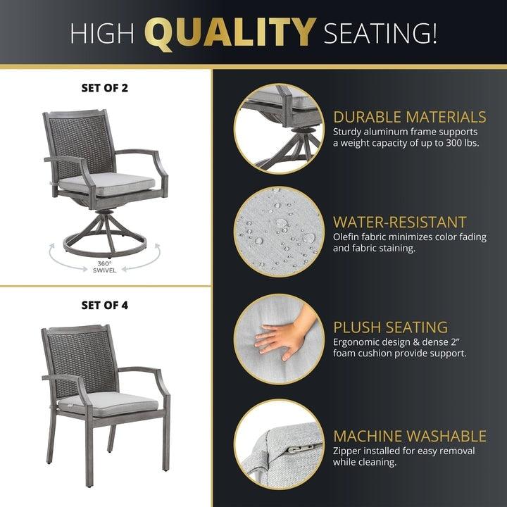 Kinger Home Isla Rattan Set da patio da 7 pezzi con tavolo per braciere a propano - 76 pollici