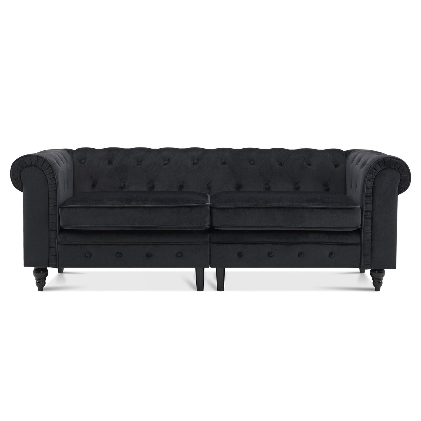 Divano da ufficio piccolo Ivinta, divano Chesterfield con lavorazione capitonné in velluto, divano vintage di metà secolo