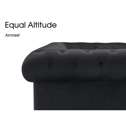 Divano da ufficio piccolo Ivinta, divano Chesterfield con lavorazione capitonné in velluto, divano vintage di metà secolo