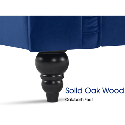 Divano da ufficio piccolo Ivinta, divano Chesterfield con lavorazione capitonné in velluto, divano vintage di metà secolo