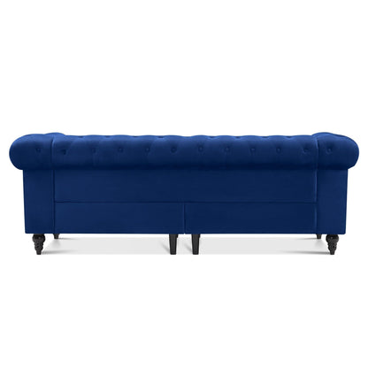 Divano da ufficio piccolo Ivinta, divano Chesterfield con lavorazione capitonné in velluto, divano vintage di metà secolo