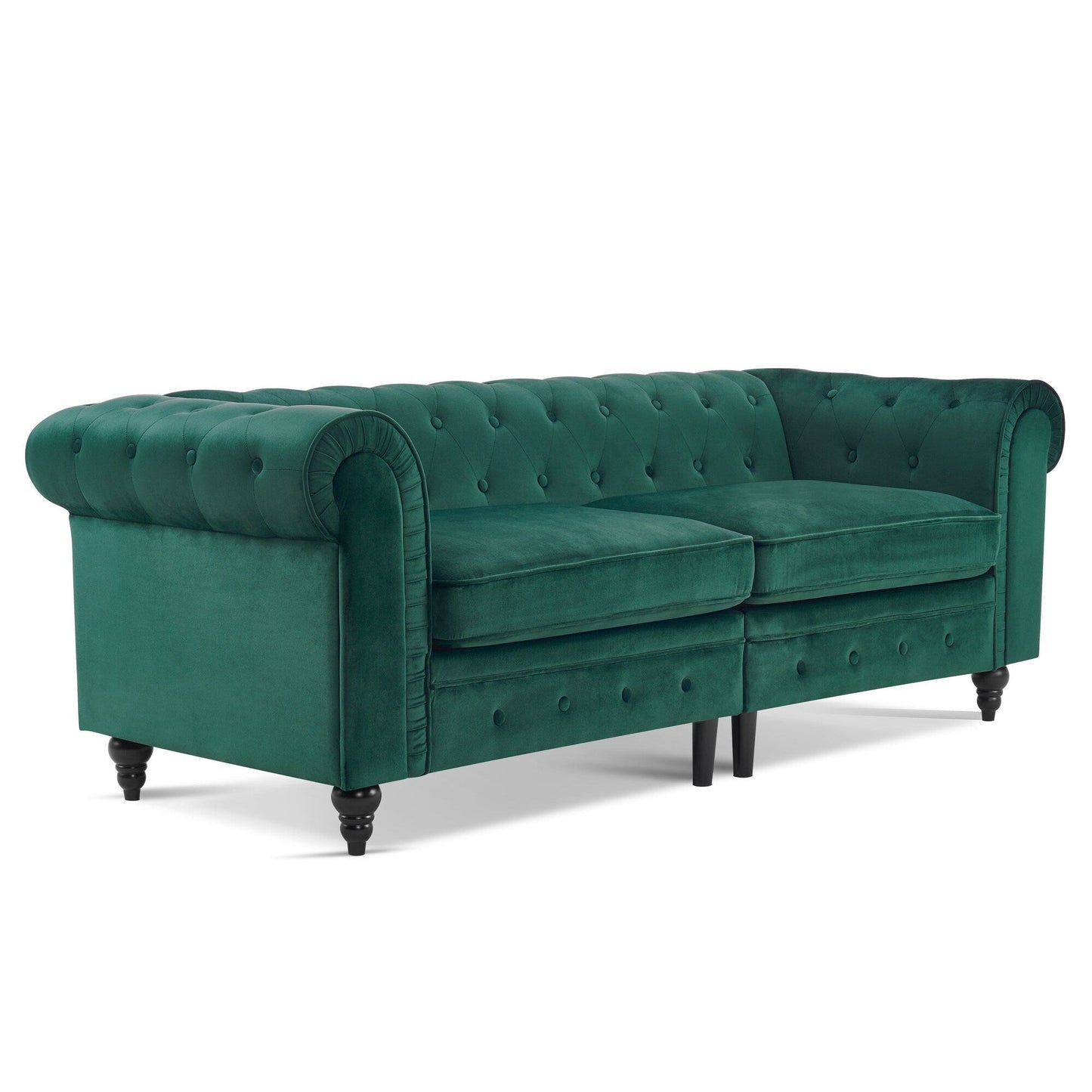 Divano da ufficio piccolo Ivinta, divano Chesterfield con lavorazione capitonné in velluto, divano vintage di metà secolo