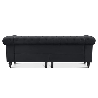 Divano da ufficio piccolo Ivinta, divano Chesterfield con lavorazione capitonné in velluto, divano vintage di metà secolo