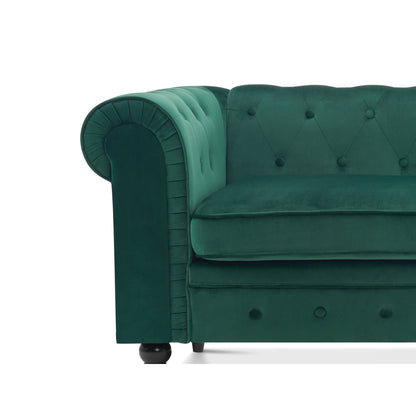 Divano da ufficio piccolo Ivinta, divano Chesterfield con lavorazione capitonné in velluto, divano vintage di metà secolo