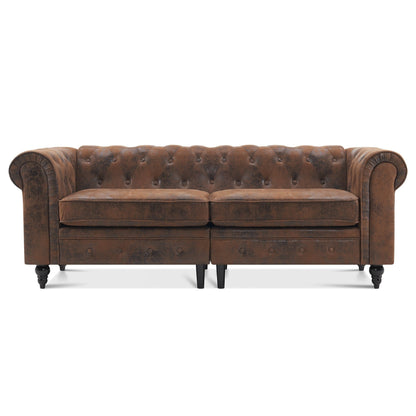 Divano da ufficio piccolo Ivinta, divano Chesterfield con lavorazione capitonné in velluto, divano vintage di metà secolo