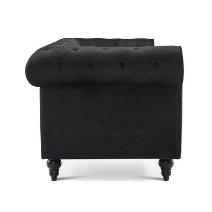 Divano da ufficio piccolo Ivinta, divano Chesterfield con lavorazione capitonné in velluto, divano vintage di metà secolo