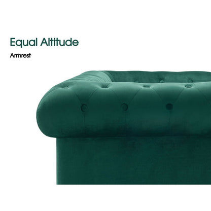 Divano da ufficio piccolo Ivinta, divano Chesterfield con lavorazione capitonné in velluto, divano vintage di metà secolo