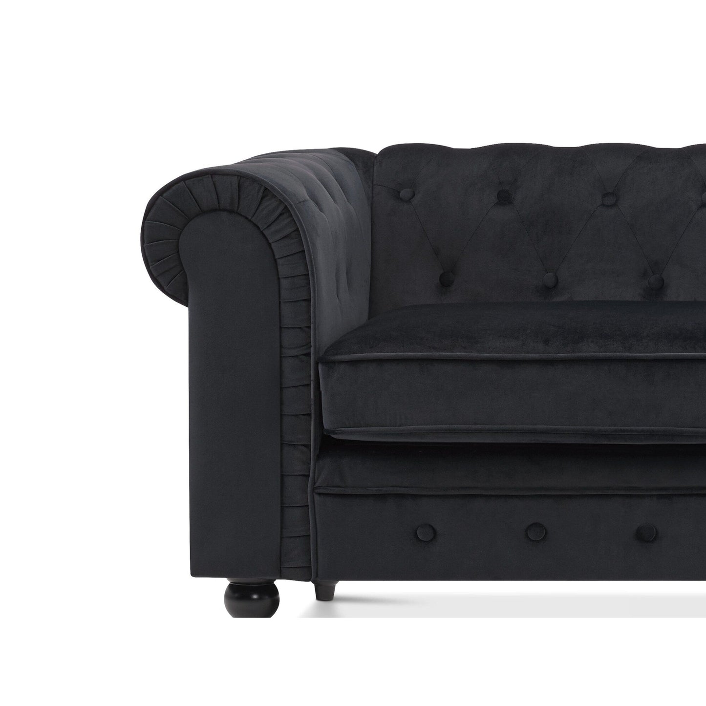 Divano da ufficio piccolo Ivinta, divano Chesterfield con lavorazione capitonné in velluto, divano vintage di metà secolo