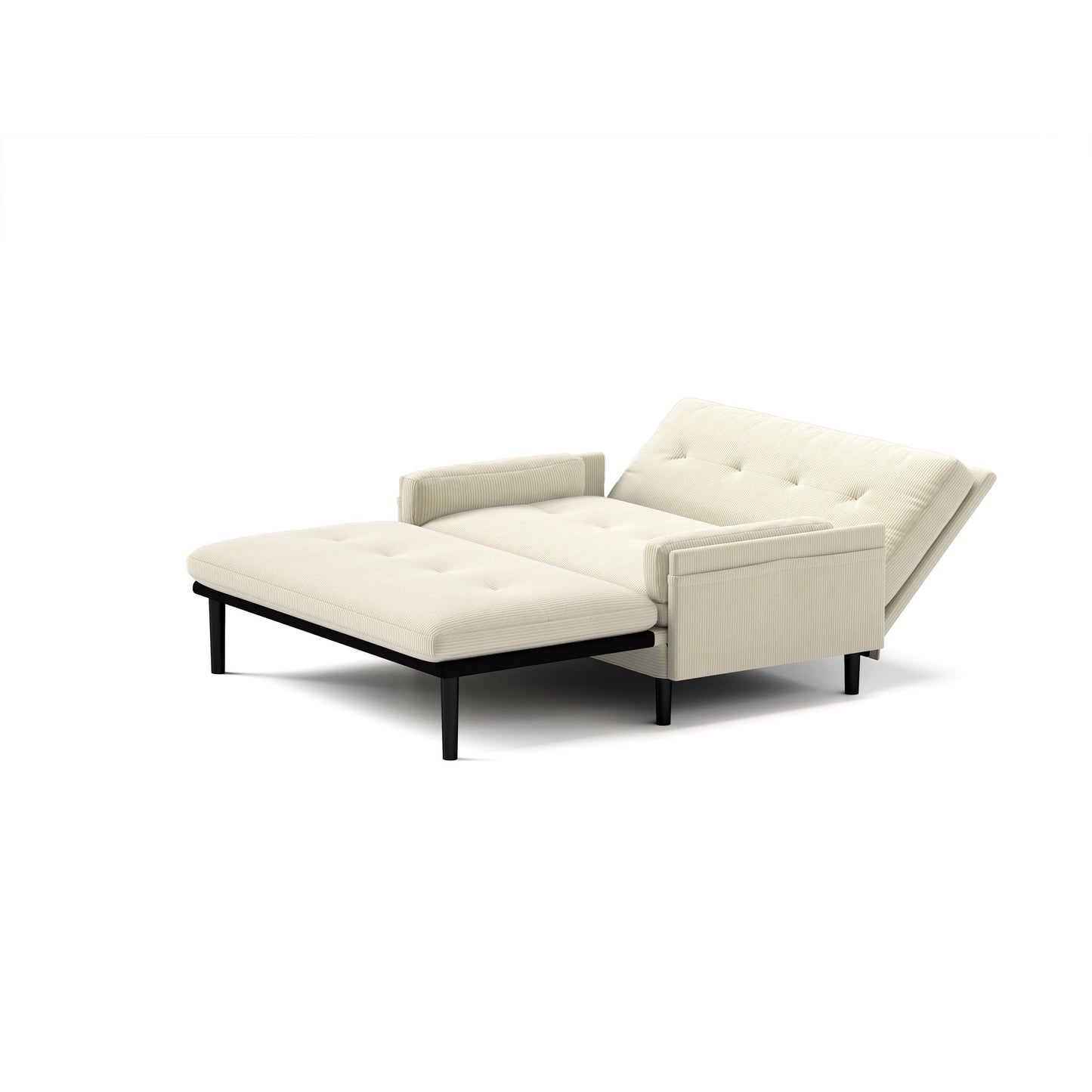 Divano a due posti regolabile in velluto a coste avorio e letto per gli ospiti
