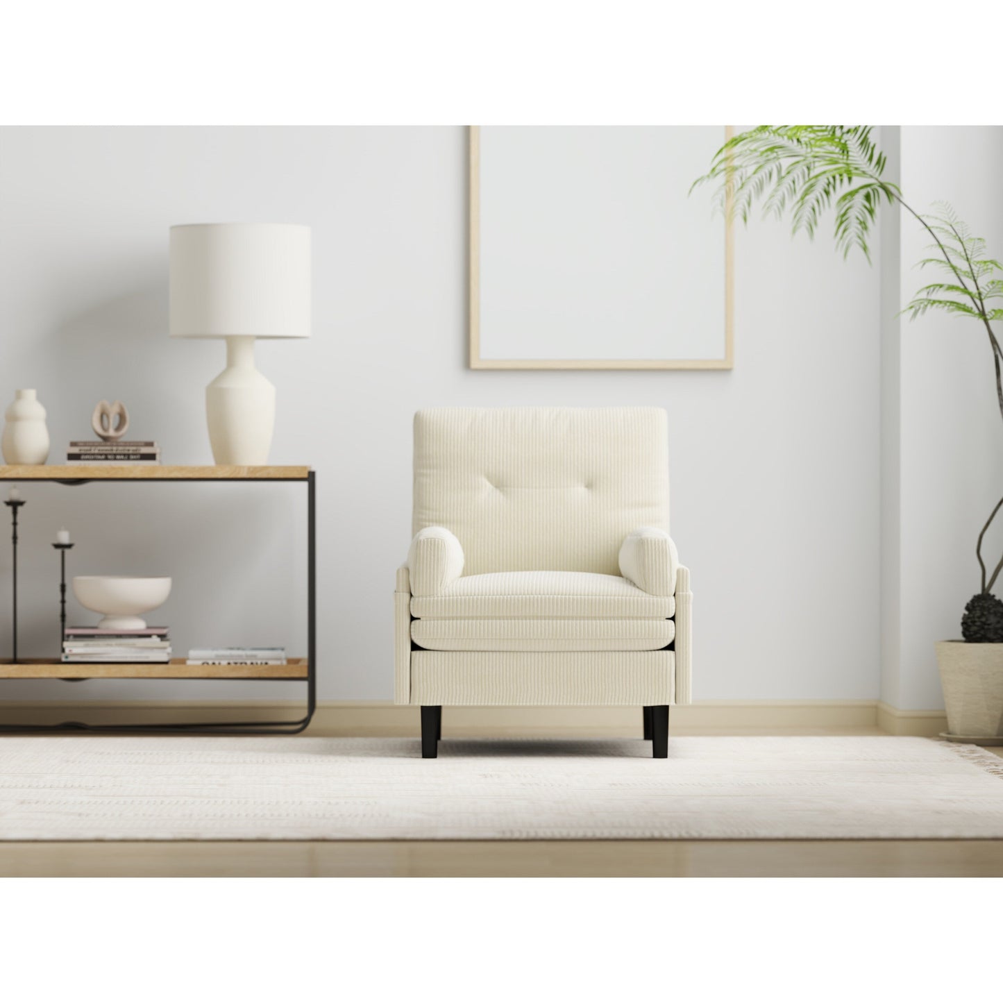 Divano singolo regolabile in velluto a coste avorio e letto per gli ospiti