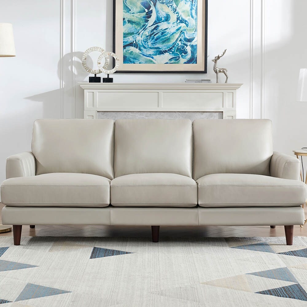 Divano in pelle pieno fiore Cassia di Ivy Living con piume, memory foam e molle