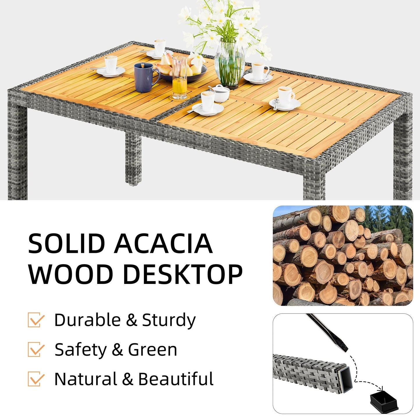 Set da pranzo per patio esterno Futzca con tavolo e sedie, 5 o 7 pezzi - N/D