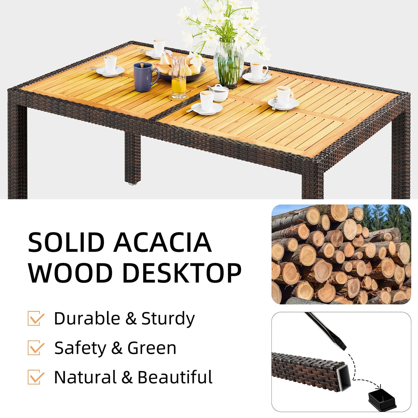 Set da pranzo per patio esterno Futzca con tavolo e sedie, 5 o 7 pezzi - N/D