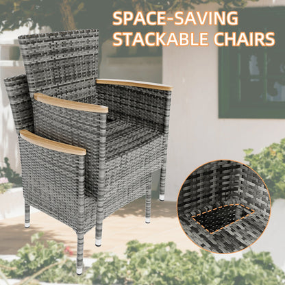 Set da pranzo per patio esterno Futzca con tavolo e sedie, 5 o 7 pezzi - N/D