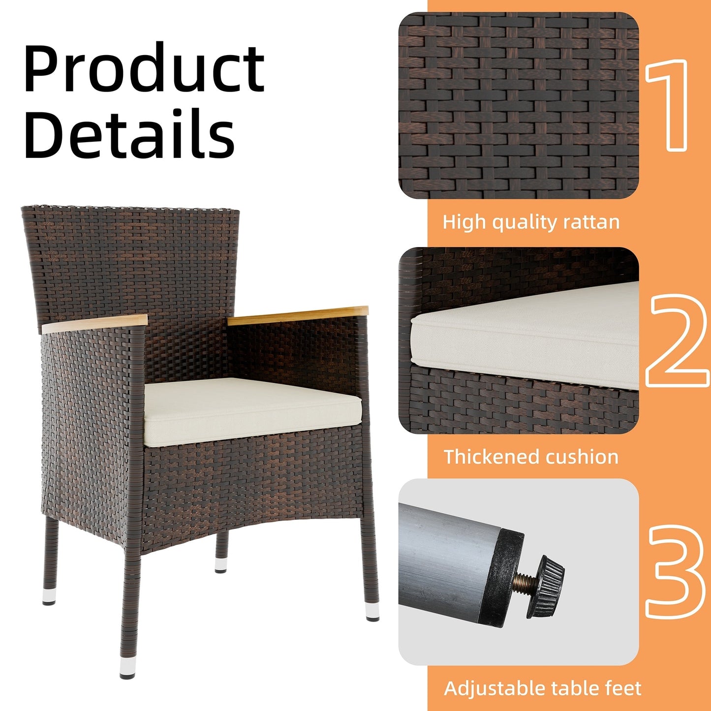 Set da pranzo per patio esterno Futzca con tavolo e sedie, 5 o 7 pezzi - N/D